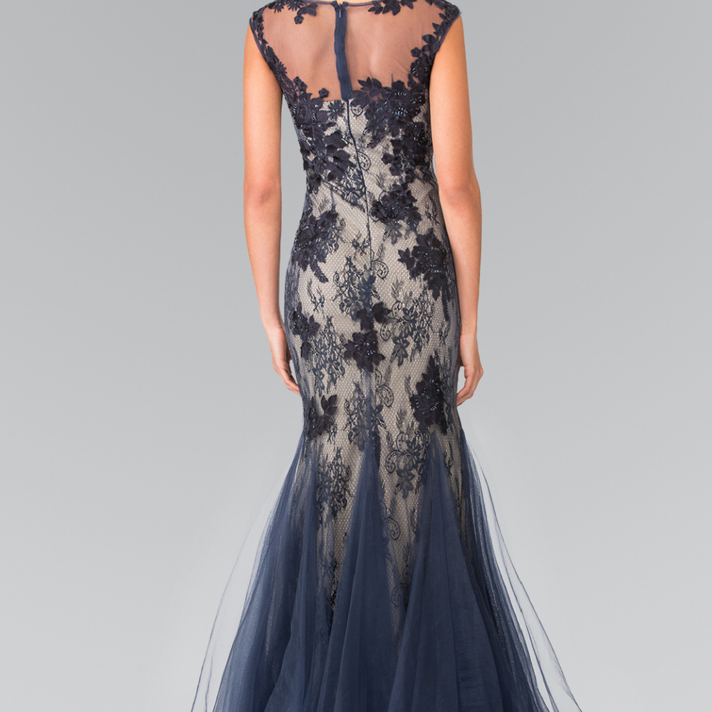 NEW NAVY Sleeveless Lace Mermaid Long Prom Dress GL2276 - Picture 2 of 3